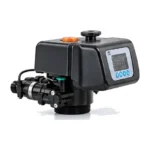 Runxin automatic softener valve, side view with brine line connection