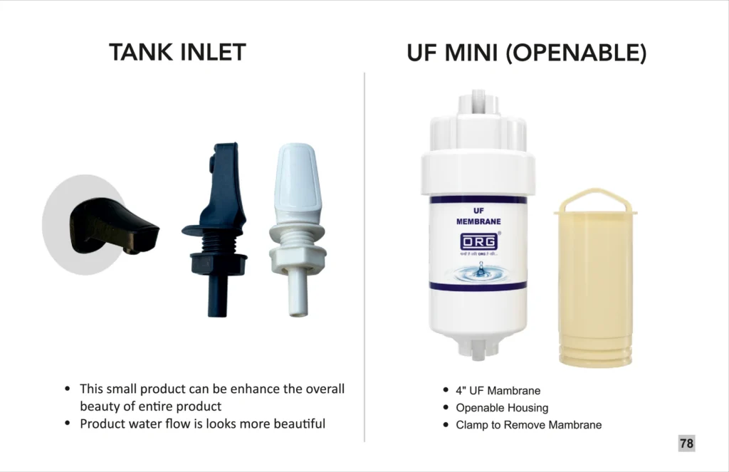 ORG catalogue page: tank inlet and UF mini (openable)