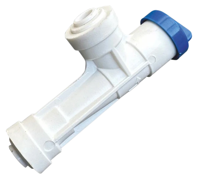 ORG adjustable flow restrictor with blue adjusting cap
