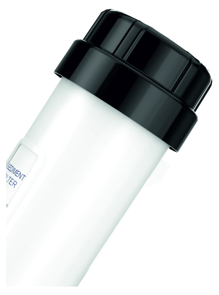ORG opaque pre-filter housing with black cap, close-up