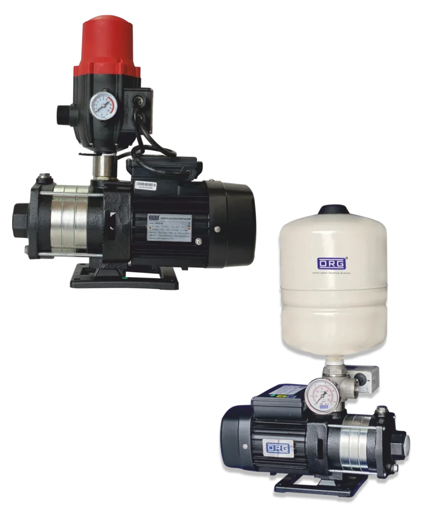 ORG auto booster pump with pressure controller and traditional pump with pressure tank