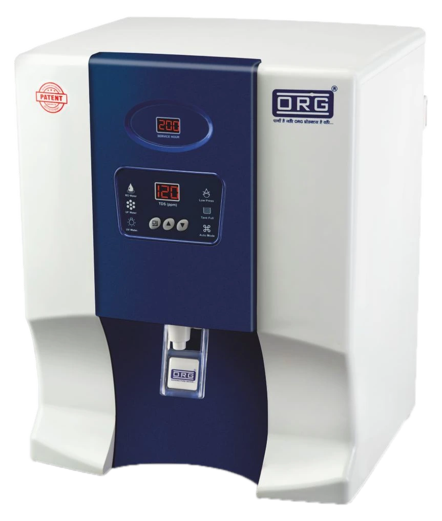 ORG todi Plus RO purifier with a blue front panel, TDS and service-hour displays